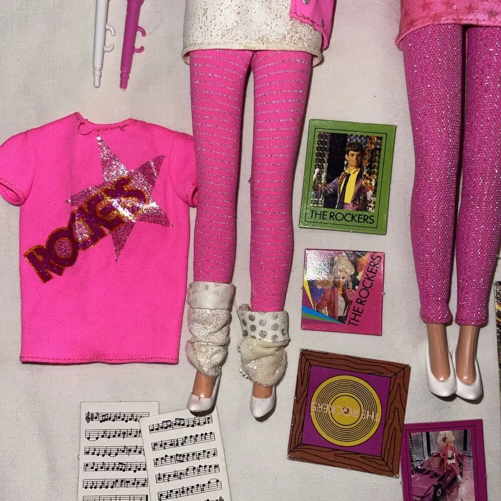 Vintage Mattel Barbie & the Rockers Dolls w/ Clothing Outfits 1985 1986